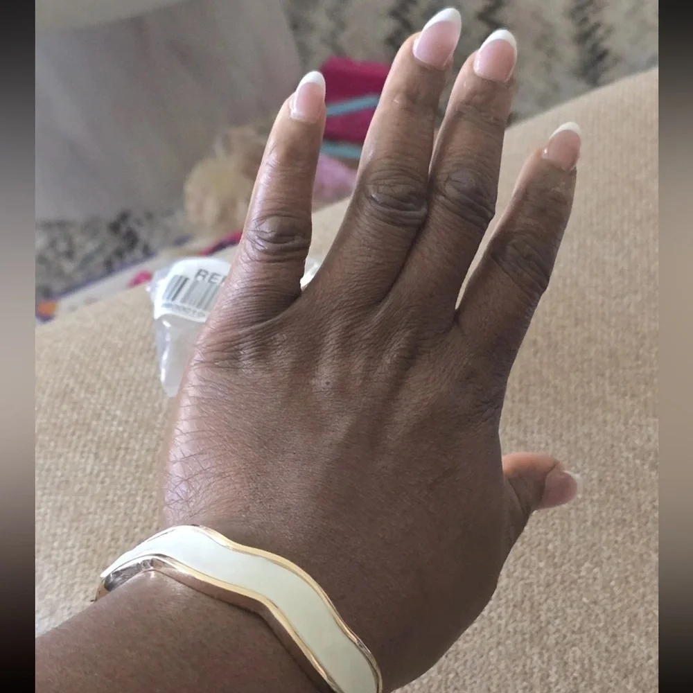 Anne Klein Beautiful 2 Tone Wavy Cuff Bracelet Gold White Women New
